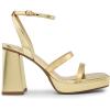 DREAM PAIRS Women’s Platform Strappy Heels Open Toe Ankle Strap Square Party Sandals Y2K Dress Shoes(Gold-pat)