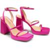 DREAM PAIRS Women’s Platform Strappy Heels Open Toe Ankle Strap Square Party Sandals Y2K Dress Shoes(Hot Pink)