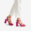 DREAM PAIRS Women’s Platform Strappy Heels Open Toe Ankle Strap Square Party Sandals Y2K Dress Shoes(Hot Pink)