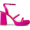 DREAM PAIRS Women’s Platform Strappy Heels Open Toe Ankle Strap Square Party Sandals Y2K Dress Shoes(Hot Pink)