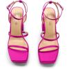 DREAM PAIRS Women’s Platform Strappy Heels Open Toe Ankle Strap Square Party Sandals Y2K Dress Shoes(Hot Pink)