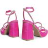 DREAM PAIRS Women’s Platform Strappy Heels Open Toe Ankle Strap Square Party Sandals Y2K Dress Shoes(Hot Pink-rhinestone)