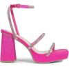 DREAM PAIRS Women’s Platform Strappy Heels Open Toe Ankle Strap Square Party Sandals Y2K Dress Shoes(Hot Pink-rhinestone)