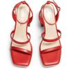 DREAM PAIRS Women’s Platform Strappy Heels Open Toe Ankle Strap Square Party Sandals Y2K Dress Shoes(Red-pu)