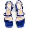DREAM PAIRS Women’s Platform Strappy Heels Open Toe Ankle Strap Square Party Sandals Y2K Dress Shoes(Royal Blue-satin)