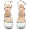 DREAM PAIRS Women’s Platform Strappy Heels Open Toe Ankle Strap Square Party Sandals Y2K Dress Shoes(Shine/Silver)