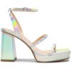 DREAM PAIRS Women’s Platform Strappy Heels Open Toe Ankle Strap Square Party Sandals Y2K Dress Shoes(Shine/Silver)