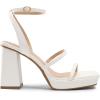 DREAM PAIRS Women’s Platform Strappy Heels Open Toe Ankle Strap Square Party Sandals Y2K Dress Shoes(White)