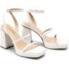 DREAM PAIRS Women’s Platform Strappy Heels Open Toe Ankle Strap Square Party Sandals Y2K Dress Shoes(White)