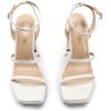 DREAM PAIRS Women’s Platform Strappy Heels Open Toe Ankle Strap Square Party Sandals Y2K Dress Shoes(White)
