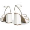 DREAM PAIRS Women’s Platform Strappy Heels Open Toe Ankle Strap Square Party Sandals Y2K Dress Shoes(White-rhinestone)