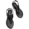 DREAM PAIRS Women’s Rhinestone Casual Wear Cute Gladiator Flat Sandals Beach Dressy T-Strap Thong Sandals(All Black)