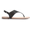 DREAM PAIRS Women’s Rhinestone Casual Wear Cute Gladiator Flat Sandals Beach Dressy T-Strap Thong Sandals(Black)