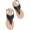 DREAM PAIRS Women’s Rhinestone Casual Wear Cute Gladiator Flat Sandals Beach Dressy T-Strap Thong Sandals(Black)