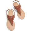 DREAM PAIRS Women’s Rhinestone Casual Wear Cute Gladiator Flat Sandals Beach Dressy T-Strap Thong Sandals(Brown-suede)