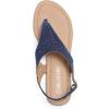 DREAM PAIRS Women’s Rhinestone Casual Wear Cute Gladiator Flat Sandals Beach Dressy T-Strap Thong Sandals(Navy)