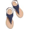 DREAM PAIRS Women’s Rhinestone Casual Wear Cute Gladiator Flat Sandals Beach Dressy T-Strap Thong Sandals(Navy)