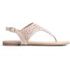 DREAM PAIRS Women’s Rhinestone Casual Wear Cute Gladiator Flat Sandals Beach Dressy T-Strap Thong Sandals(Nude)
