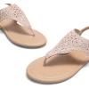 DREAM PAIRS Women’s Rhinestone Casual Wear Cute Gladiator Flat Sandals Beach Dressy T-Strap Thong Sandals(Nude)