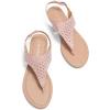 DREAM PAIRS Women’s Rhinestone Casual Wear Cute Gladiator Flat Sandals Beach Dressy T-Strap Thong Sandals(Pink)