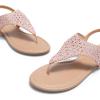 DREAM PAIRS Women’s Rhinestone Casual Wear Cute Gladiator Flat Sandals Beach Dressy T-Strap Thong Sandals(Pink)