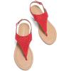 DREAM PAIRS Women’s Rhinestone Casual Wear Cute Gladiator Flat Sandals Beach Dressy T-Strap Thong Sandals(Red)