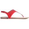 DREAM PAIRS Women’s Rhinestone Casual Wear Cute Gladiator Flat Sandals Beach Dressy T-Strap Thong Sandals(Red)