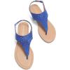 DREAM PAIRS Women’s Rhinestone Casual Wear Cute Gladiator Flat Sandals Beach Dressy T-Strap Thong Sandals(Royal/Blue)
