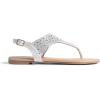 DREAM PAIRS Women’s Rhinestone Casual Wear Cute Gladiator Flat Sandals Beach Dressy T-Strap Thong Sandals(Silver)