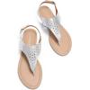 DREAM PAIRS Women’s Rhinestone Casual Wear Cute Gladiator Flat Sandals Beach Dressy T-Strap Thong Sandals(Silver)
