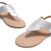 DREAM PAIRS Women’s Rhinestone Casual Wear Cute Gladiator Flat Sandals Beach Dressy T-Strap Thong Sandals(Silver)