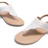 DREAM PAIRS Women’s Rhinestone Casual Wear Cute Gladiator Flat Sandals Beach Dressy T-Strap Thong Sandals(White)