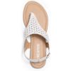 DREAM PAIRS Women’s Rhinestone Casual Wear Cute Gladiator Flat Sandals Beach Dressy T-Strap Thong Sandals(White)