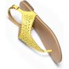 DREAM PAIRS Women’s Rhinestone Casual Wear Cute Gladiator Flat Sandals Beach Dressy T-Strap Thong Sandals(Yellow)