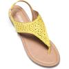 DREAM PAIRS Women’s Rhinestone Casual Wear Cute Gladiator Flat Sandals Beach Dressy T-Strap Thong Sandals(Yellow)