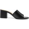 DREAM PAIRS Women’s Square Open Toe Heels Sandals Low Block Chunky Heeled Sandals Slide Sandals Slip on Comfortable Casual Pumps Shoes(Black-pu)