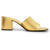 DREAM PAIRS Women’s Square Open Toe Heels Sandals Low Block Chunky Heeled Sandals Slide Sandals Slip on Comfortable Casual Pumps Shoes(Gold-pu)