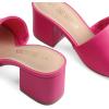 DREAM PAIRS Women’s Square Open Toe Heels Sandals Low Block Chunky Heeled Sandals Slide Sandals Slip on Comfortable Casual Pumps Shoes(Hot Pink-pu)