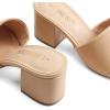 DREAM PAIRS Women’s Square Open Toe Heels Sandals Low Block Chunky Heeled Sandals Slide Sandals Slip on Comfortable Casual Pumps Shoes(Nude-pu)