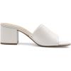 DREAM PAIRS Women’s Square Open Toe Heels Sandals Low Block Chunky Heeled Sandals Slide Sandals Slip on Comfortable Casual Pumps Shoes(White-pu)