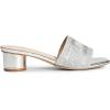 DREAM PAIRS Women’s Square Open Toe Slip on Heels for women Low Block Chunky Heeled Sandals Slide Sandals Comfortable Casual Fashion Pumps Shoes(Silver-rhinestone)