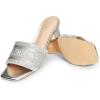DREAM PAIRS Women’s Square Open Toe Slip on Heels for women Low Block Chunky Heeled Sandals Slide Sandals Comfortable Casual Fashion Pumps Shoes(Silver-rhinestone)