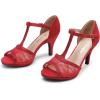 DREAM PAIRS Women’s Stilettos Open Toe Pump Fashion Kitten Heel Sandals(Red-suede)