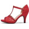 DREAM PAIRS Women’s Stilettos Open Toe Pump Fashion Kitten Heel Sandals(Red-suede)