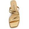 DREAM PAIRS Women’s Strappy Heels Block Open Toe Low Heel Chunky Mules Sandals Dress Shoes(Gold-metallic)
