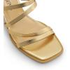DREAM PAIRS Women’s Strappy Heels Block Open Toe Low Heel Chunky Mules Sandals Dress Shoes(Gold-metallic)