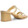 DREAM PAIRS Women’s Strappy Heels Block Open Toe Low Heel Chunky Mules Sandals Dress Shoes(Gold-metallic)