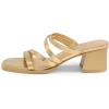 DREAM PAIRS Women’s Strappy Heels Block Open Toe Low Heel Chunky Mules Sandals Dress Shoes(Gold-metallic)