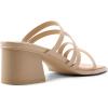 DREAM PAIRS Women’s Strappy Heels Block Open Toe Low Heel Chunky Mules Sandals Dress Shoes(Nude)