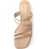 DREAM PAIRS Women’s Strappy Heels Block Open Toe Low Heel Chunky Mules Sandals Dress Shoes(Nude)